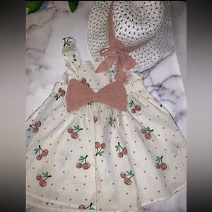 Pick cherry dress with hat